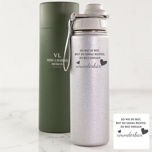 Personalisierte Edelstahl-Trinkflasche „Wunderbar ohne Name“ 700 ml