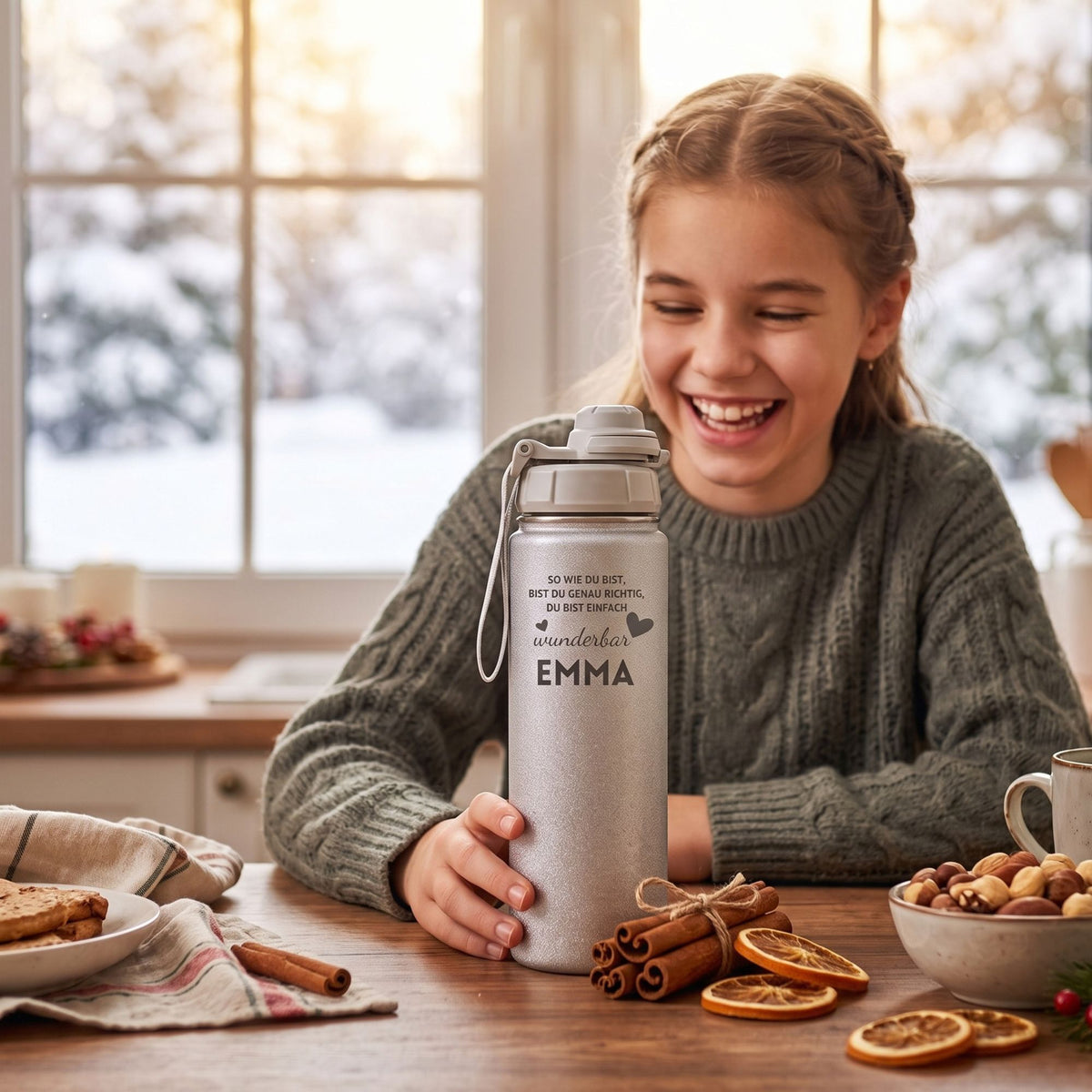 Trinkflasche Wunderbar mit Name – Detailansicht