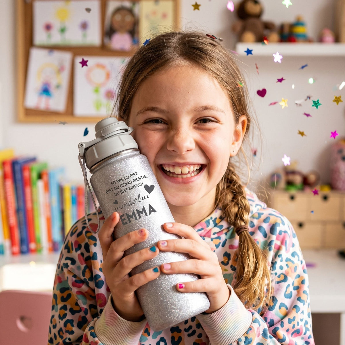 Personalisierte Trinkflasche Wunderbar mit Name – Designansicht