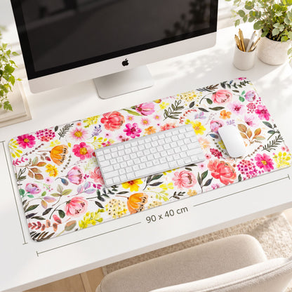 Schreibtischunterlage Floral Symphony | Florales Design | XXL Desk Pad 90x40 cm