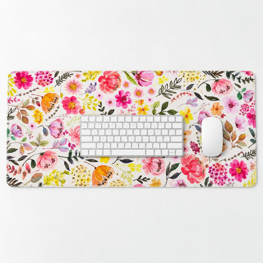Schreibtischunterlage Floral Symphony | Florales Design | XXL Desk Pad 90x40 cm