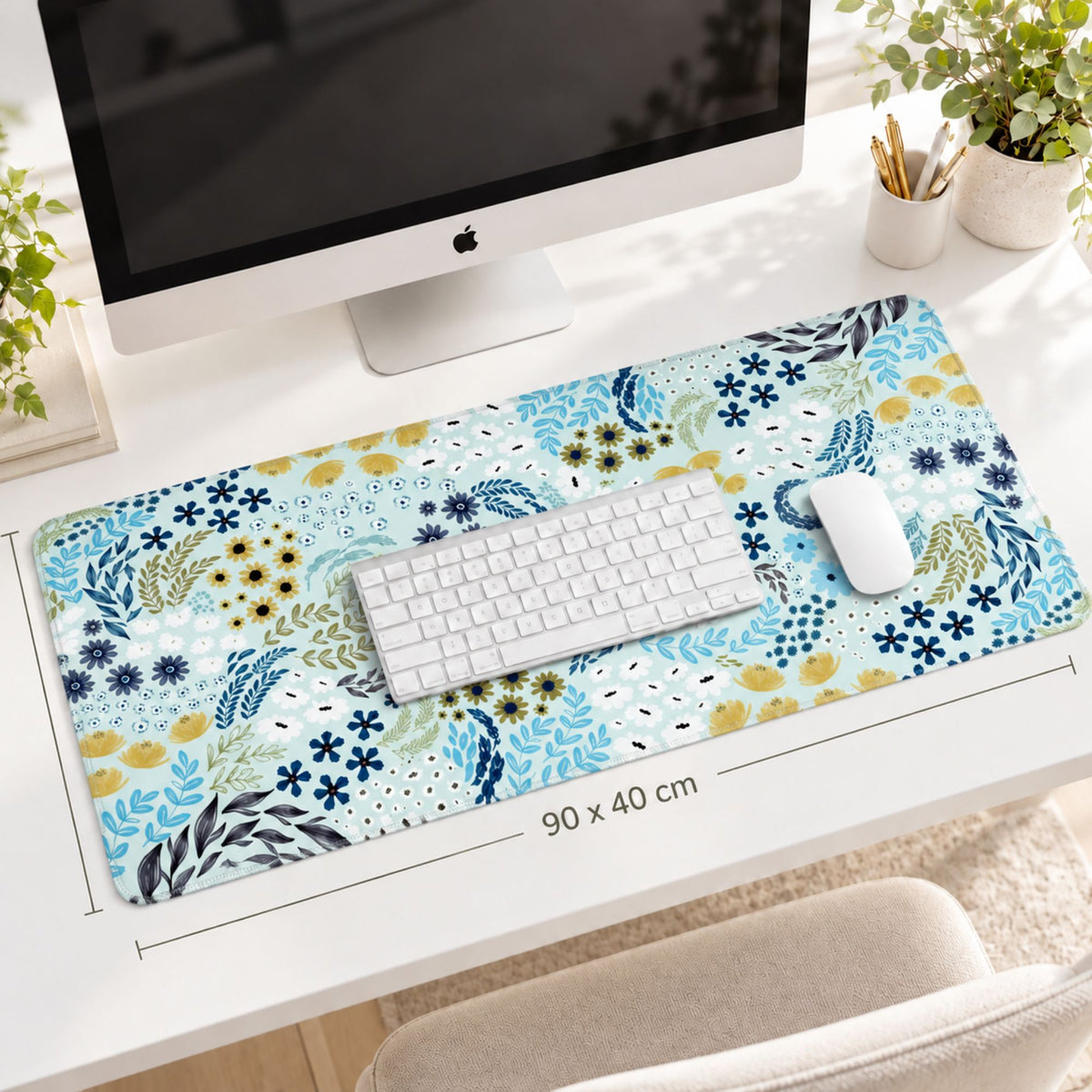 Schreibtischunterlage Blossom Serenity | Florales Design | XXL Desk Pad 90x40 cm