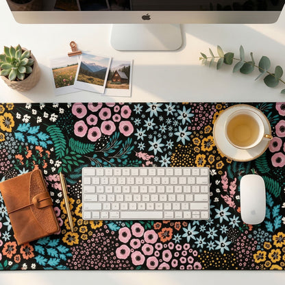 Schreibtischunterlage Midnight Garden | Florales Design | XXL Desk Pad 90x40 cm