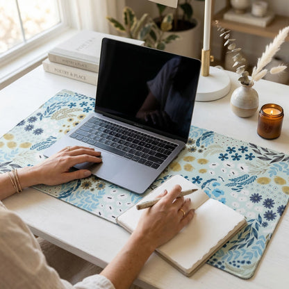 Schreibtischunterlage Blossom Serenity | Florales Design | XXL Desk Pad 90x40 cm