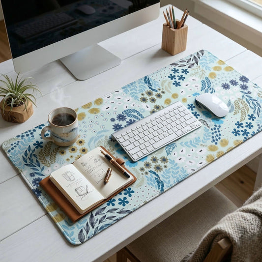 Schreibtischunterlage Blossom Serenity | Florales Design | XXL Desk Pad 90x40 cm