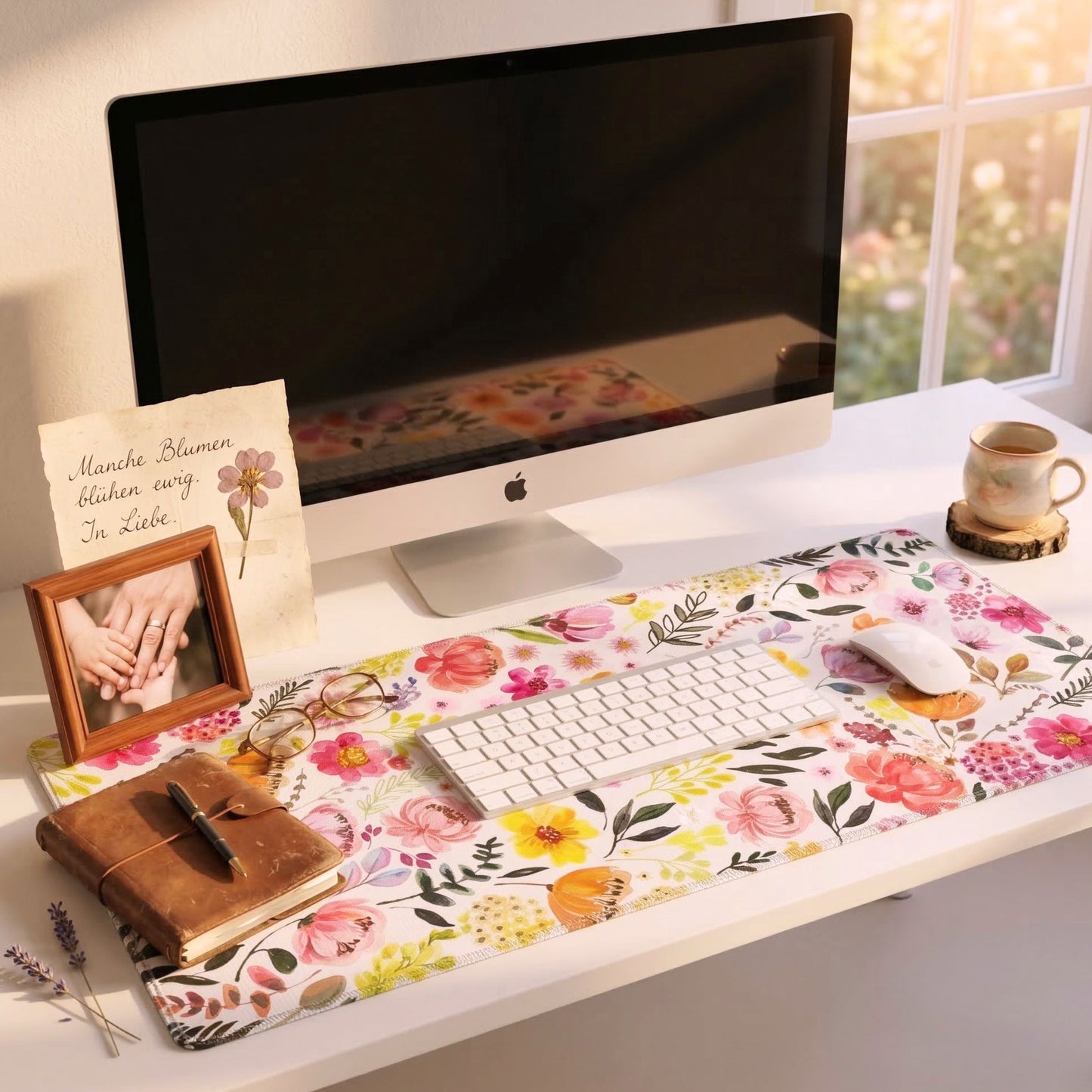 Schreibtischunterlage Floral Symphony | Florales Design | XXL Desk Pad 90x40 cm