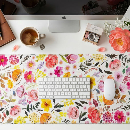 Schreibtischunterlage Floral Symphony | Florales Design | XXL Desk Pad 90x40 cm