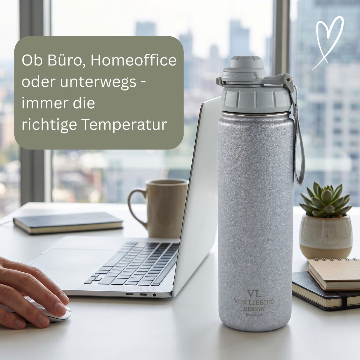 Trinkflasche Silver Essence 700ml | auslaufsichere Isolierflasche aus Edelstahl